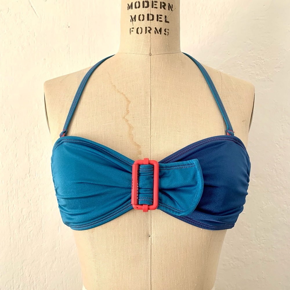 Marc by Marc Jacobs Bandeau Halter Blue two tone bikini swim top size Petite